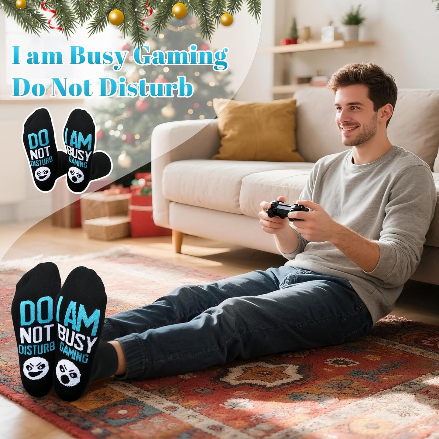 Do Not Disturb I'M Gaming Socks,Men Gifts for Men Teen Boys Dad Him Son Fathers,Valentines Christmas Stocking Stuffers
