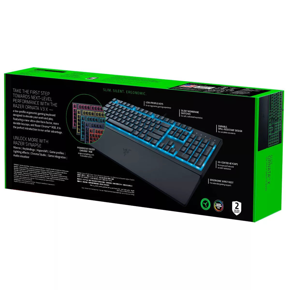 Razer Ornata V3 X Low Profile Gaming Keyboard for PC: Ergonomic USB-A Membrane Keypad