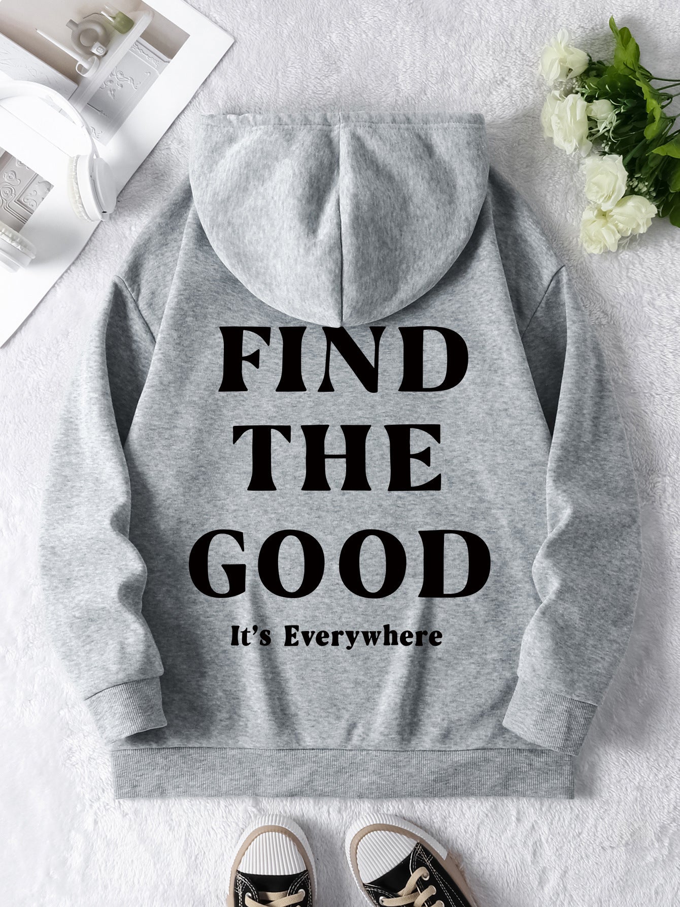 Brushed Hoody Plain Letter Printed Hoodie