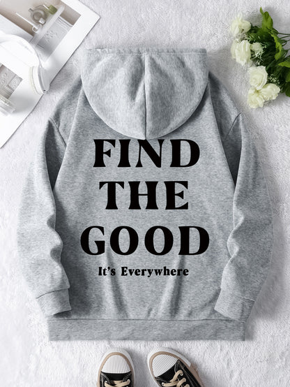 Brushed Hoody Plain Letter Printed Hoodie