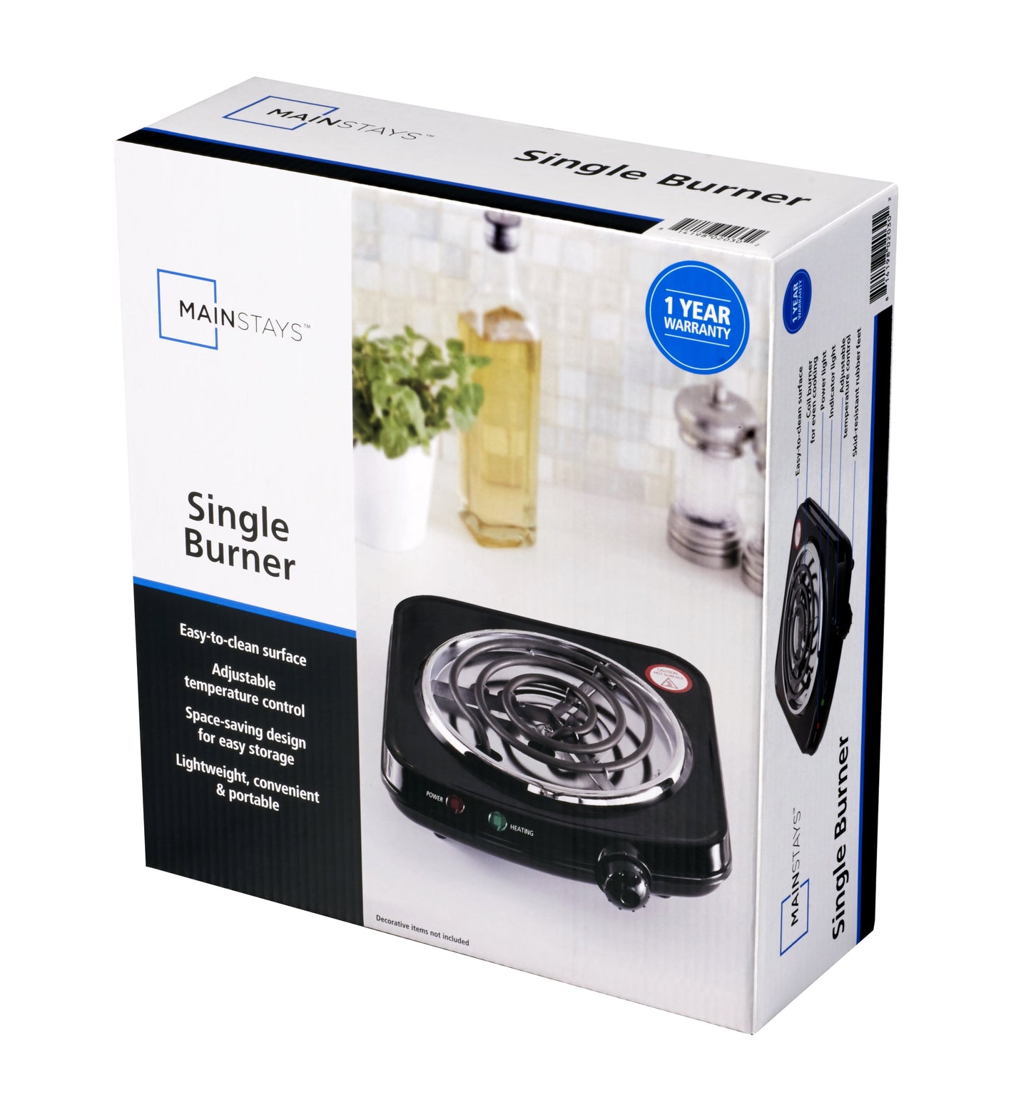Single Coil Electric Burner and Hot Plate, 1100W, Black