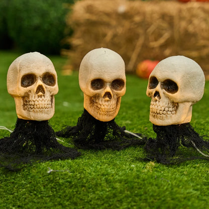 3 Pack Halloween Light up Skeleton Outdoor Decorations,Halloween Graveyard Spooky Skull Stakes Pathway Lights for Halloween Yard Decor