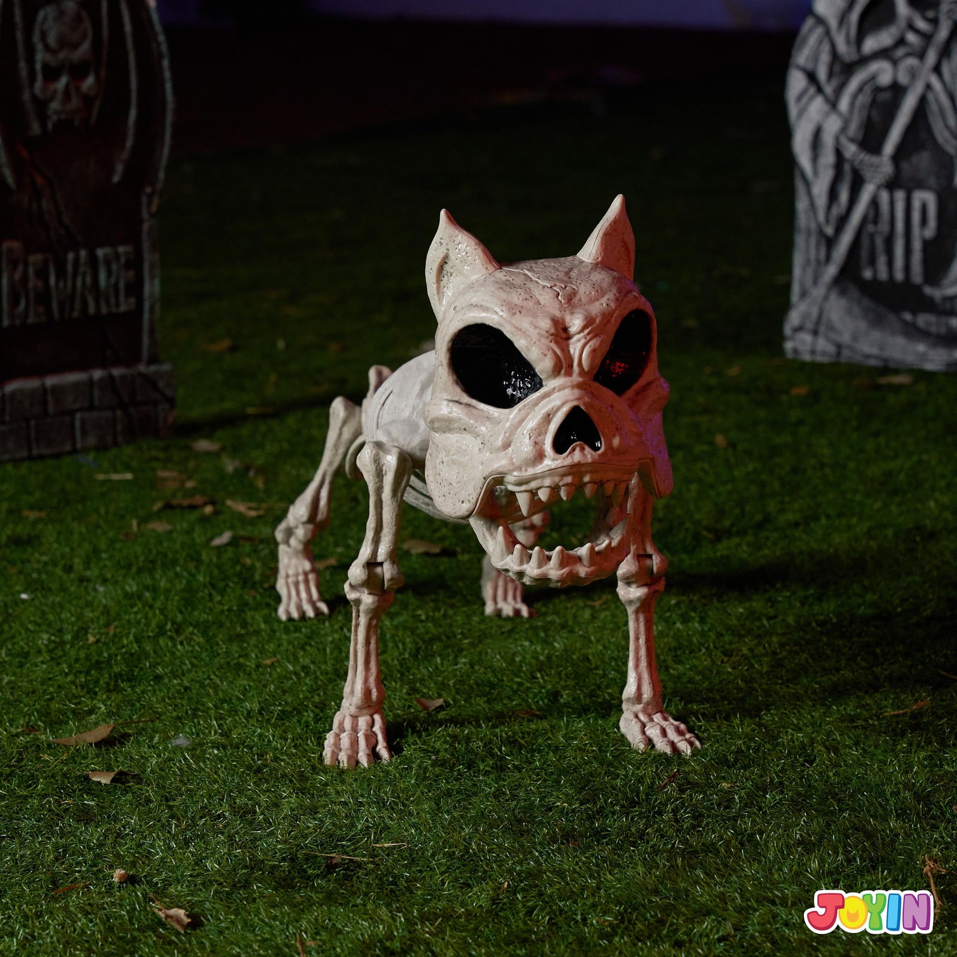 16 Inch Halloween Skeleton Dog Skeleton Halloween Decor,Pose-N-Stay Plastic Skeleton Bones with Posable Joints for Hallowmas Decoration Outdoor Haunted House Party