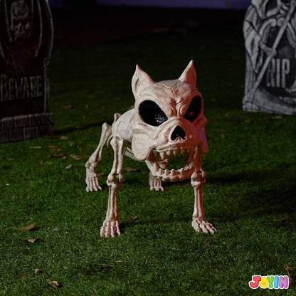 16 Inch Halloween Skeleton Dog Skeleton Halloween Decor,Pose-N-Stay Plastic Skeleton Bones with Posable Joints for Hallowmas Decoration Outdoor Haunted House Party