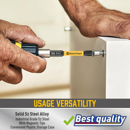 24-Piece Screwdriver Bit Set | Magnetic Slotted Phillips Driver Bit Set | S2 Ste