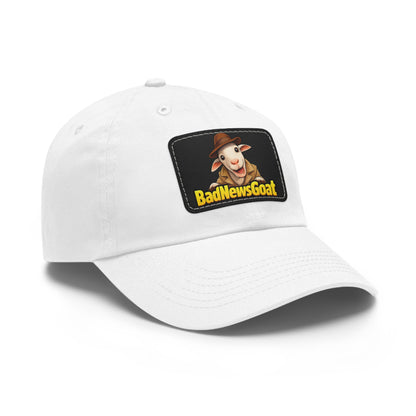 BadNewsGoat Leather Patch Dad Hat — Vintage Cartoon Goat Cap