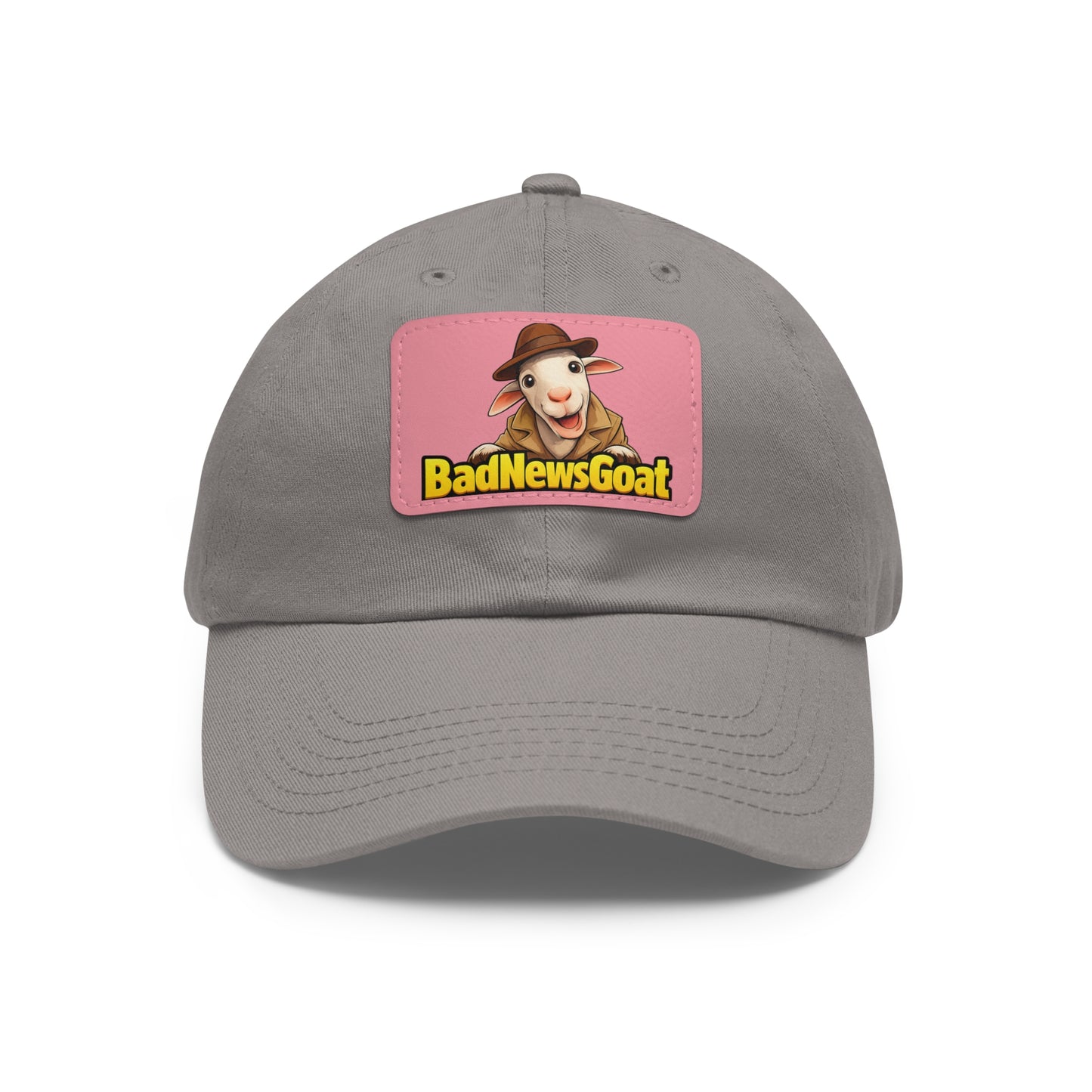 BadNewsGoat Leather Patch Dad Hat — Vintage Cartoon Goat Cap