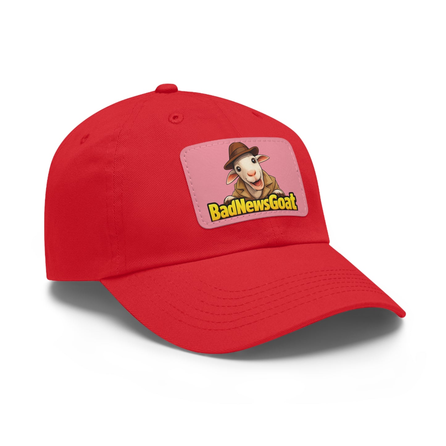 BadNewsGoat Leather Patch Dad Hat — Vintage Cartoon Goat Cap