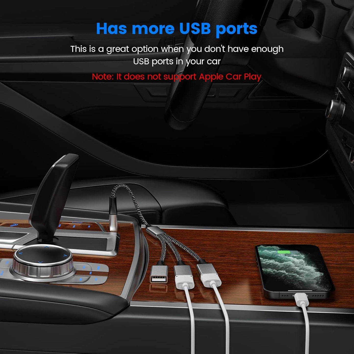 3 in 1 USB Splitter Cable, Portable USB 2.0 Hub for Charging, Data Transfer, Laptop, Mac