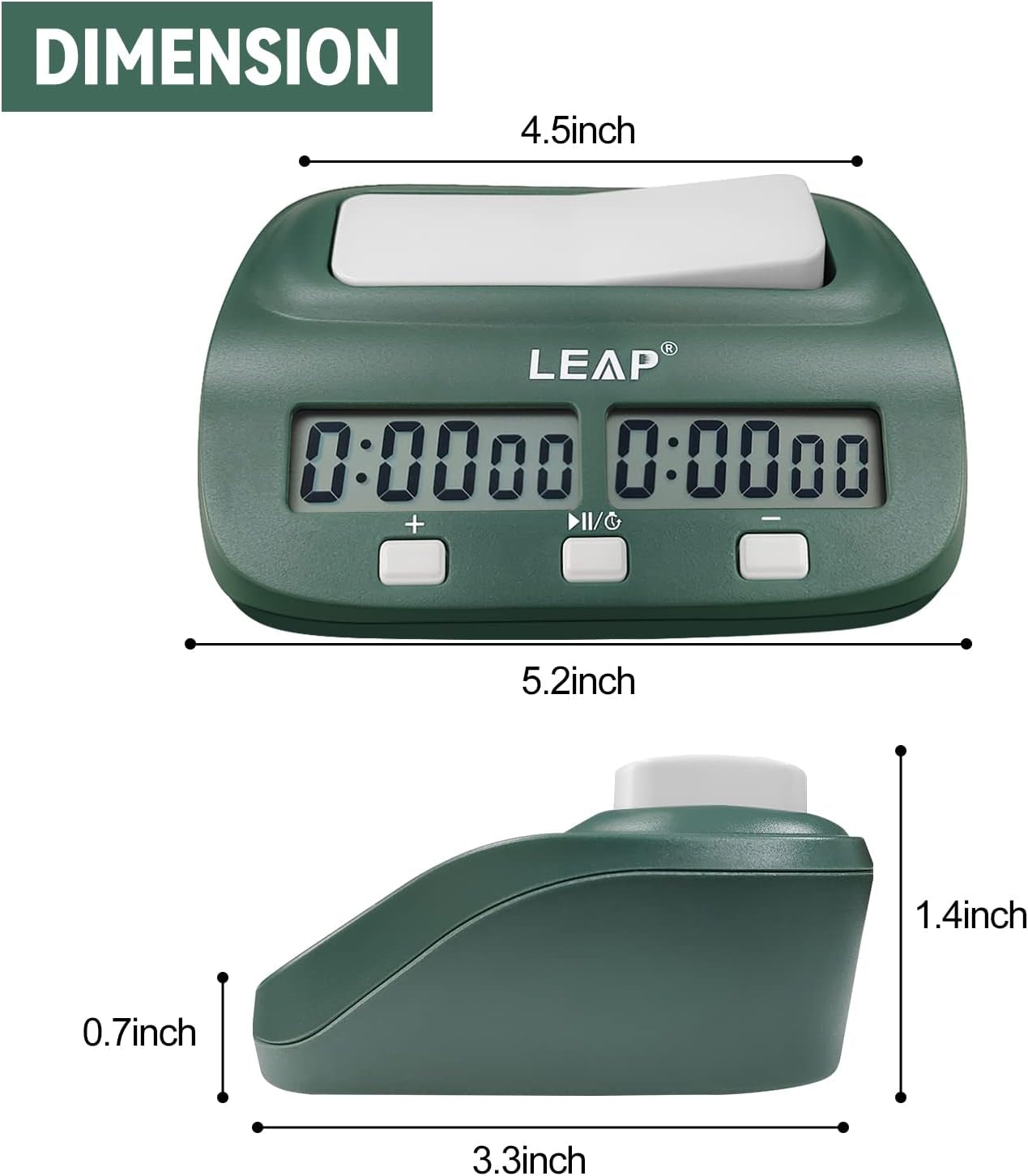 Digital Chess Clock Timer - I-GO and Chinese Chess with Bonus and Delayed Time Features (Blackish Green)