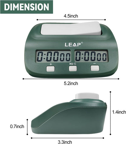 Digital Chess Clock Timer - I-GO and Chinese Chess with Bonus and Delayed Time Features (Blackish Green)