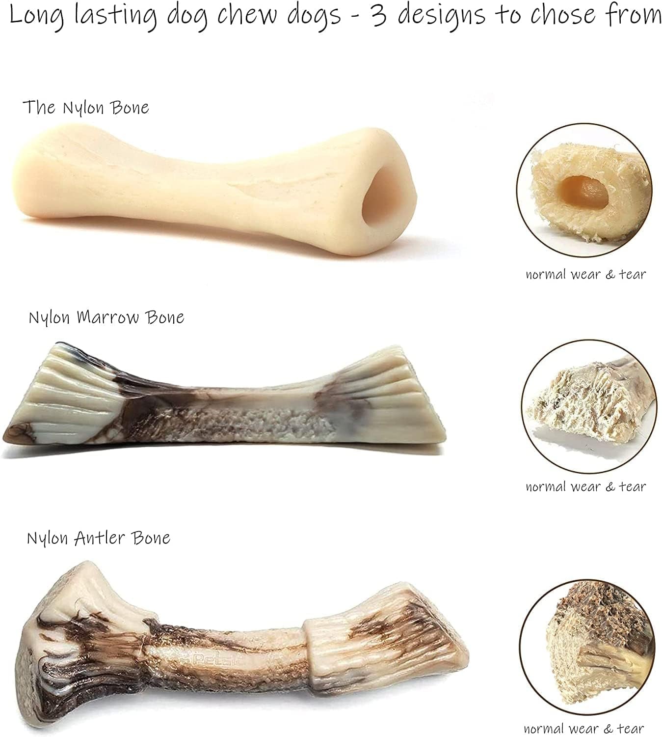 Dog Toys for Aggressive Chewers Durable Dog Toys Made with Nylon Tough Dog Toy for Large Medium Dogs Teething Puppies Nylon Dog Bone (2Pc, Large)