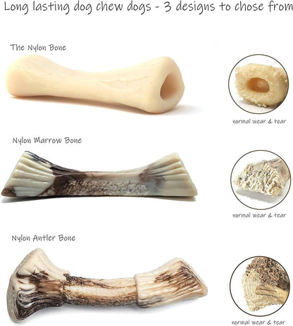 Dog Toys for Aggressive Chewers Durable Dog Toys Made with Nylon Tough Dog Toy for Large Medium Dogs Teething Puppies Nylon Dog Bone (2Pc, Large)