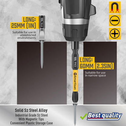 24-Piece Screwdriver Bit Set | Magnetic Slotted Phillips Driver Bit Set | S2 Ste