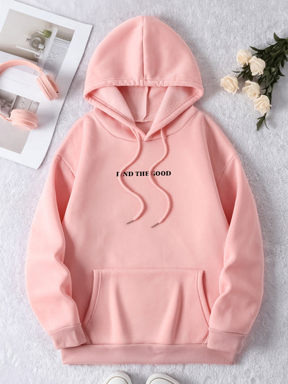 Brushed Hoody Plain Letter Printed Hoodie