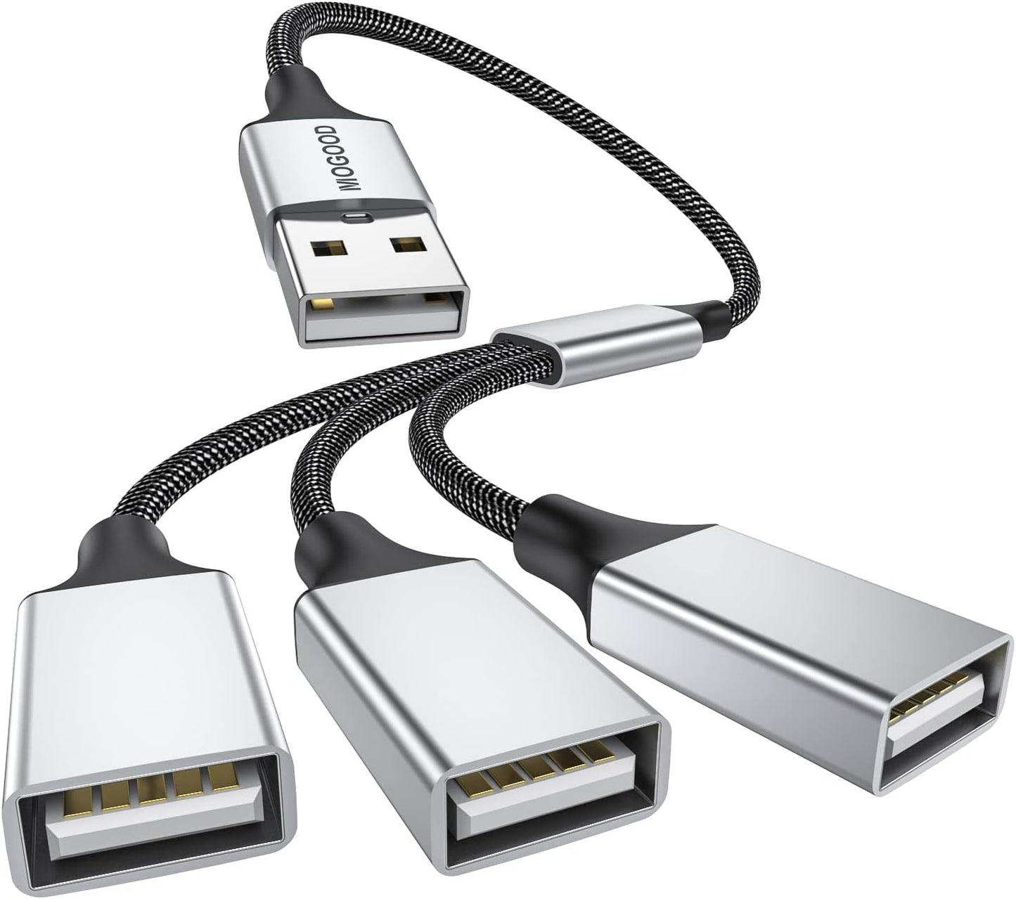3 in 1 USB Splitter Cable, Portable USB 2.0 Hub for Charging, Data Transfer, Laptop, Mac