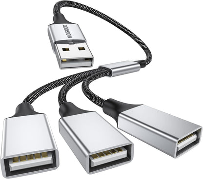 3 in 1 USB Splitter Cable, Portable USB 2.0 Hub for Charging, Data Transfer, Laptop, Mac