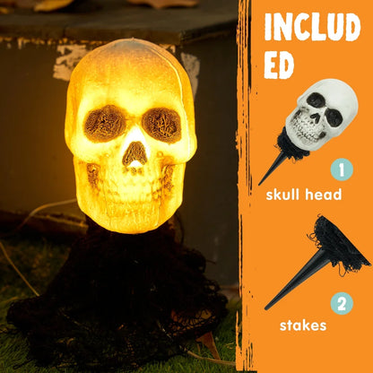 3 Pack Halloween Light up Skeleton Outdoor Decorations,Halloween Graveyard Spooky Skull Stakes Pathway Lights for Halloween Yard Decor