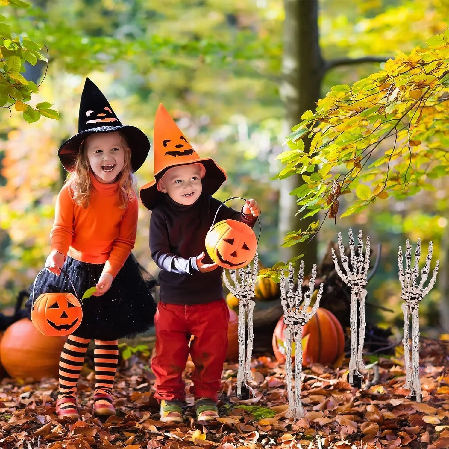 Halloween Decorations, 4 Pack Realistic Scary Skeleton Arms, Halloween Pathway Lights Halloween Indoor Outdoor Yard Garden Decor