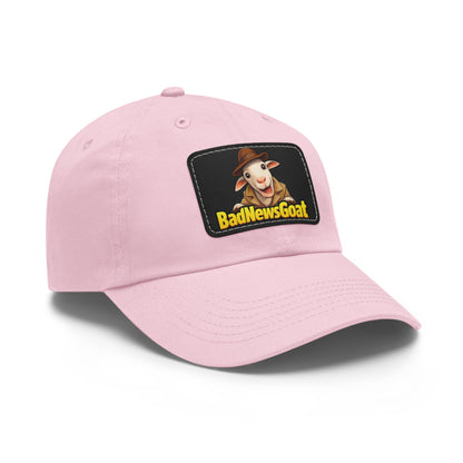 BadNewsGoat Leather Patch Dad Hat — Vintage Cartoon Goat Cap