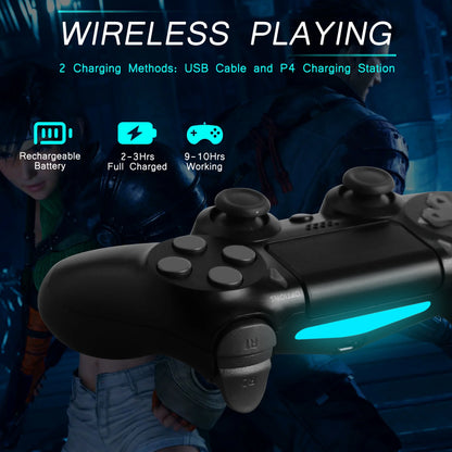 Wireless Controller Compatible with P-4/P-4 Slim/P-4 Pro, Remote Game Joystick, Black