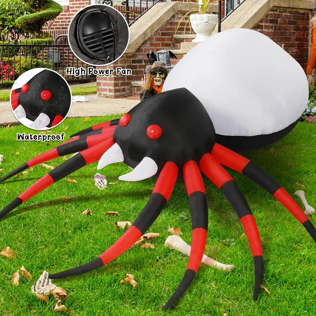 Halloween Inflatable 5 FT Halloween Spider Inflatable, Halloween Blow up Spider Halloween Spider Decoration with LED Lights Built-In, Outdoor Halloween Decorations Clearance for Halloween