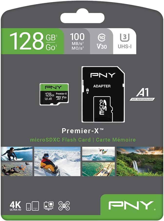 128GB Premier-X Class 10 U3 V30 Microsdxc Flash Memory Card - 100Mb/S, Class 10, U3, V30, A1, 4K UHD, Full HD, UHS-I, Micro SD