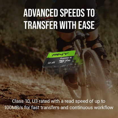 128GB Premier-X Class 10 U3 V30 Microsdxc Flash Memory Card - 100Mb/S, Class 10, U3, V30, A1, 4K UHD, Full HD, UHS-I, Micro SD