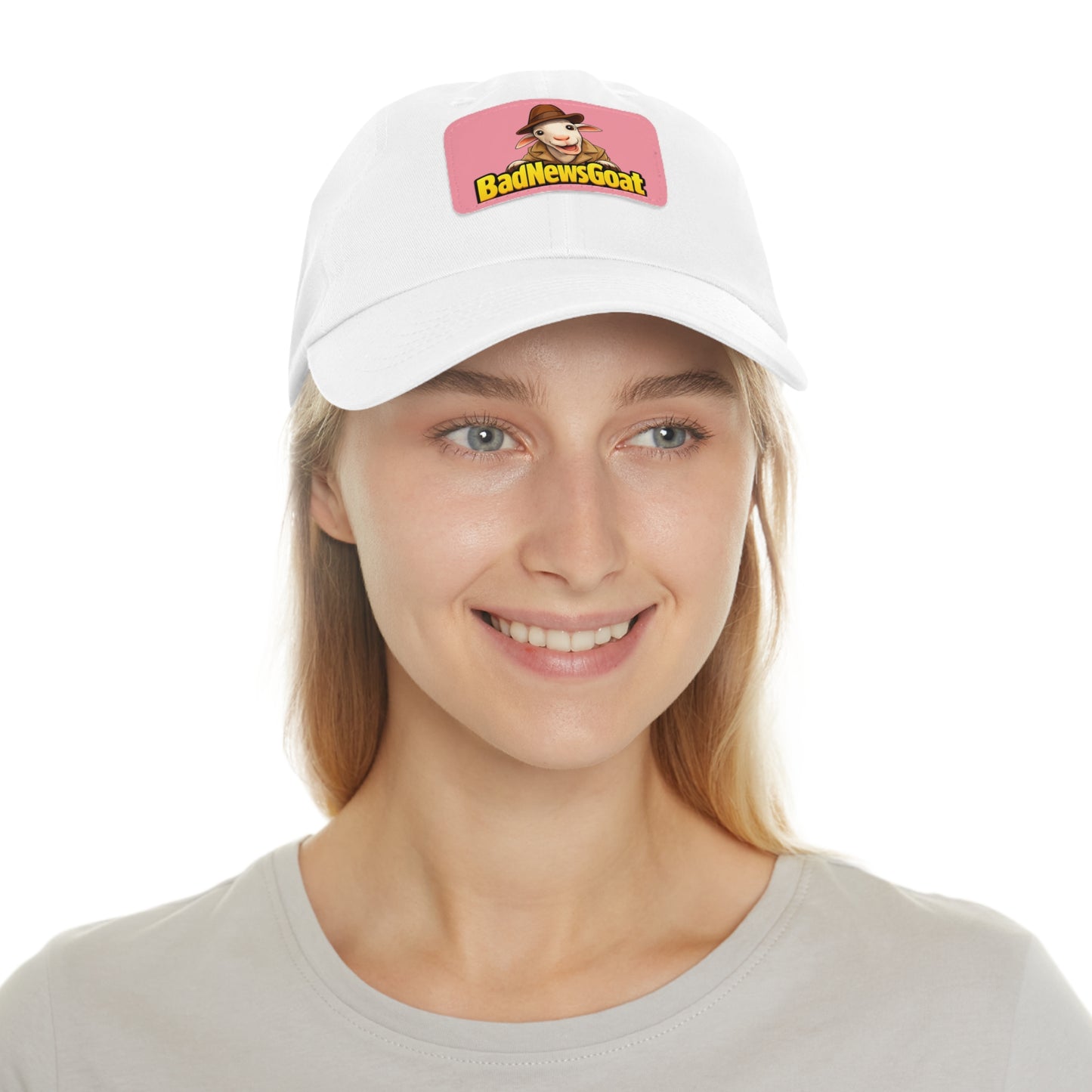 BadNewsGoat Leather Patch Dad Hat — Vintage Cartoon Goat Cap