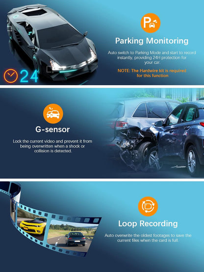 Dash Cam Wifi FHD 1080P Car Camera, Front Dash Camera for Cars, Mini Dashcams for Cars with Night Vision, 24 Hours Parking Mode, WDR, Loop Recording, G-Sensor, APP, Support 128GB Max