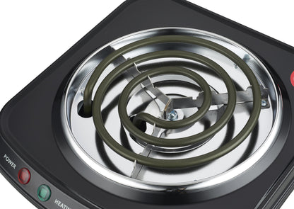 Single Coil Electric Burner and Hot Plate, 1100W, Black