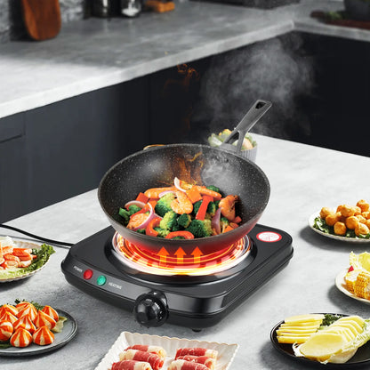 Single Coil Electric Burner and Hot Plate, 1100W, Black