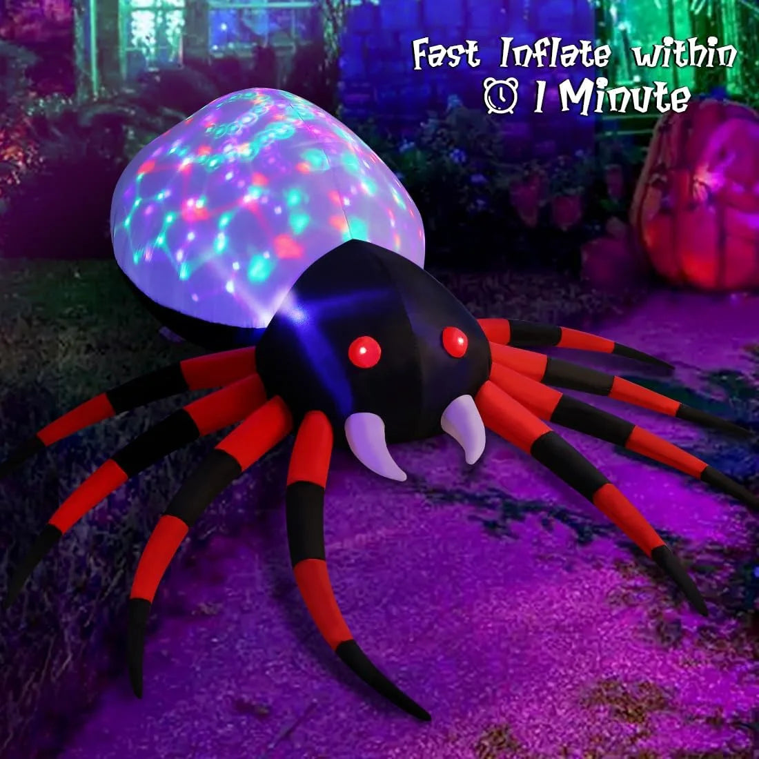 Halloween Inflatable 5 FT Halloween Spider Inflatable, Halloween Blow up Spider Halloween Spider Decoration with LED Lights Built-In, Outdoor Halloween Decorations Clearance for Halloween