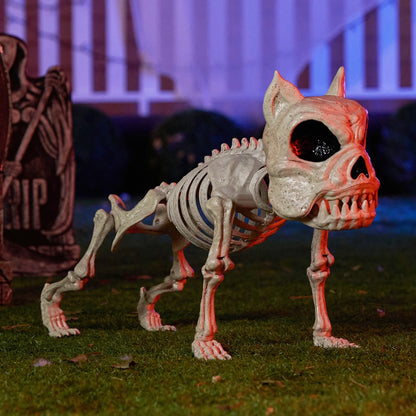 16 Inch Halloween Skeleton Dog Skeleton Halloween Decor,Pose-N-Stay Plastic Skeleton Bones with Posable Joints for Hallowmas Decoration Outdoor Haunted House Party