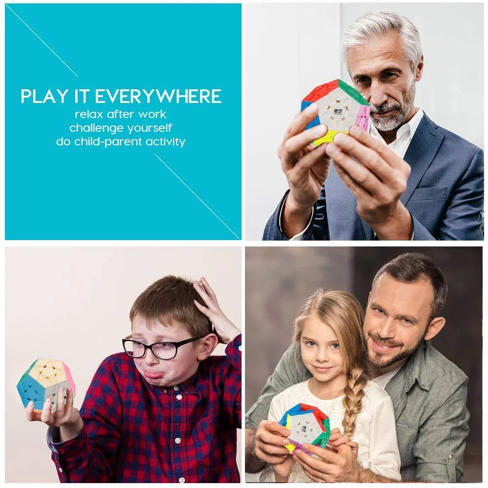 Qiyi Megaminx Cube Sculpted Stickerless 3X3 Pentagonal Dodecahedron Speed Cube Puzzle Toy (Qiheng S Version)