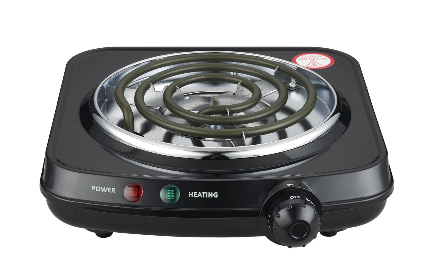 Single Coil Electric Burner and Hot Plate, 1100W, Black