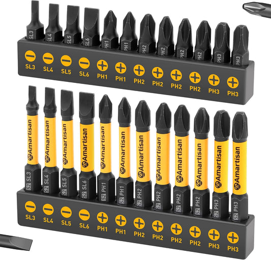 24-Piece Screwdriver Bit Set | Magnetic Slotted Phillips Driver Bit Set | S2 Ste