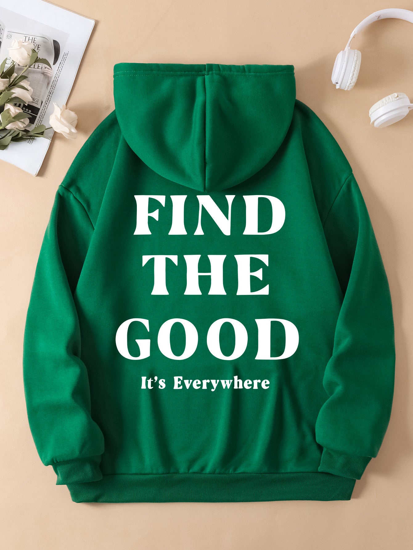 Brushed Hoody Plain Letter Printed Hoodie