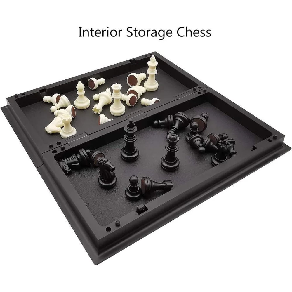 Magnetic Chess Set with Folding Chess Board 15" Foldable Chess Sets Travel Board Games