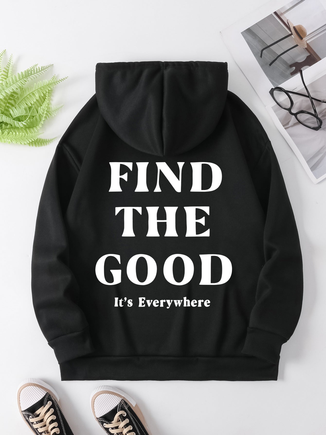 Brushed Hoody Plain Letter Printed Hoodie