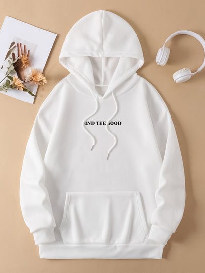 Brushed Hoody Plain Letter Printed Hoodie
