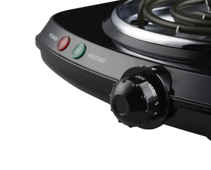 Single Coil Electric Burner and Hot Plate, 1100W, Black