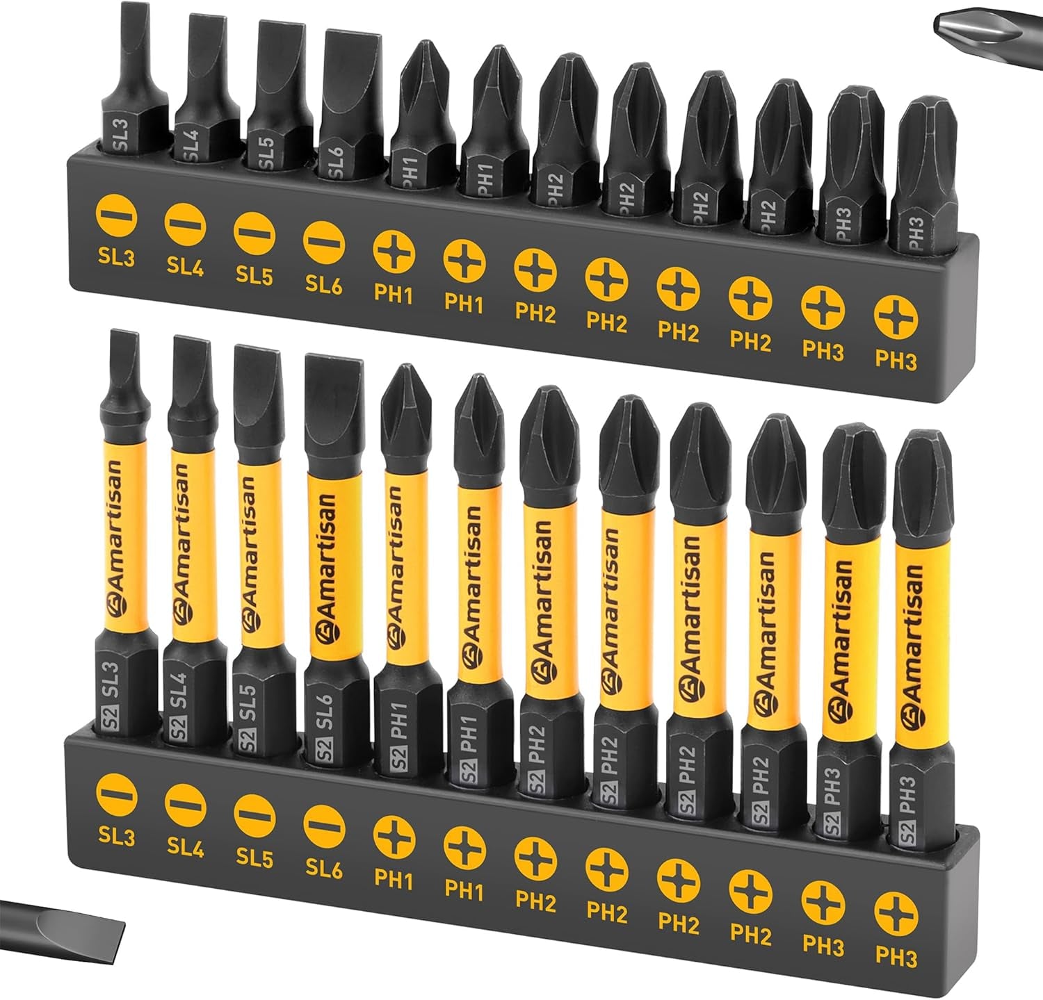 24-Piece Screwdriver Bit Set | Magnetic Slotted Phillips Driver Bit Set | S2 Ste