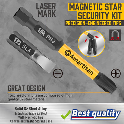 24-Piece Screwdriver Bit Set | Magnetic Slotted Phillips Driver Bit Set | S2 Ste